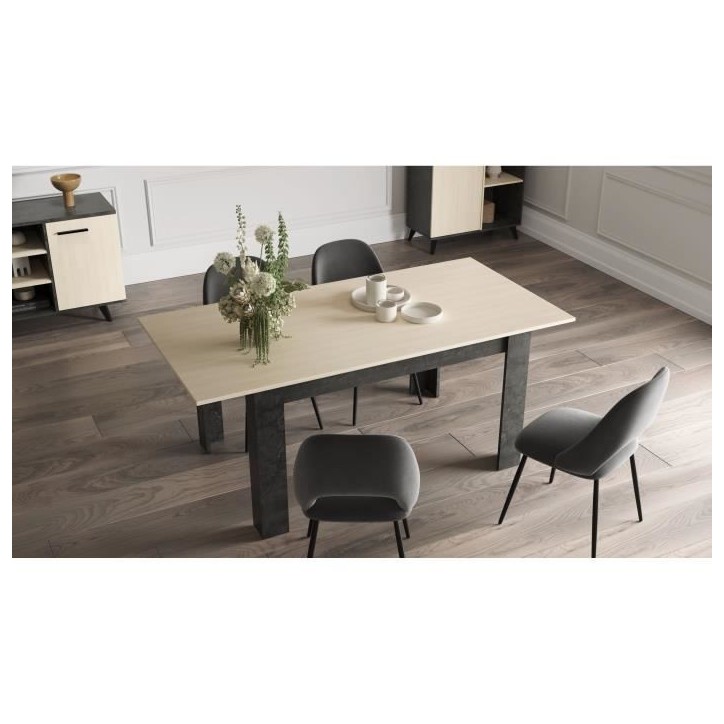Table a manger fixe - KENT - Chene de fil / Sidewalk - Rectangulaire - 4 / 6 personnes - 140 x 90 x 77 cm - DEMEYERE Table a manger fixe - KENT - Chene de fil / Sidewalk - Rectangulaire - 4 / 6 personnes - 140 x 90 x 77 cm - DEMEYERE