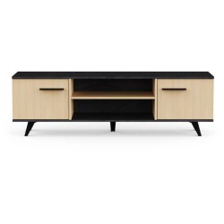 Banc TV - KENT - Chene de fil / Sidewalk - 2 portes ouvrantes - 2 nich