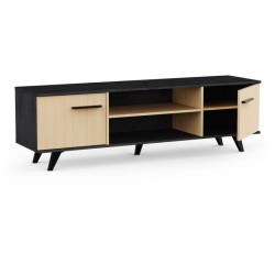 Banc TV - KENT - Chene de fil / Sidewalk - 2 portes ouvrantes - 2 nich