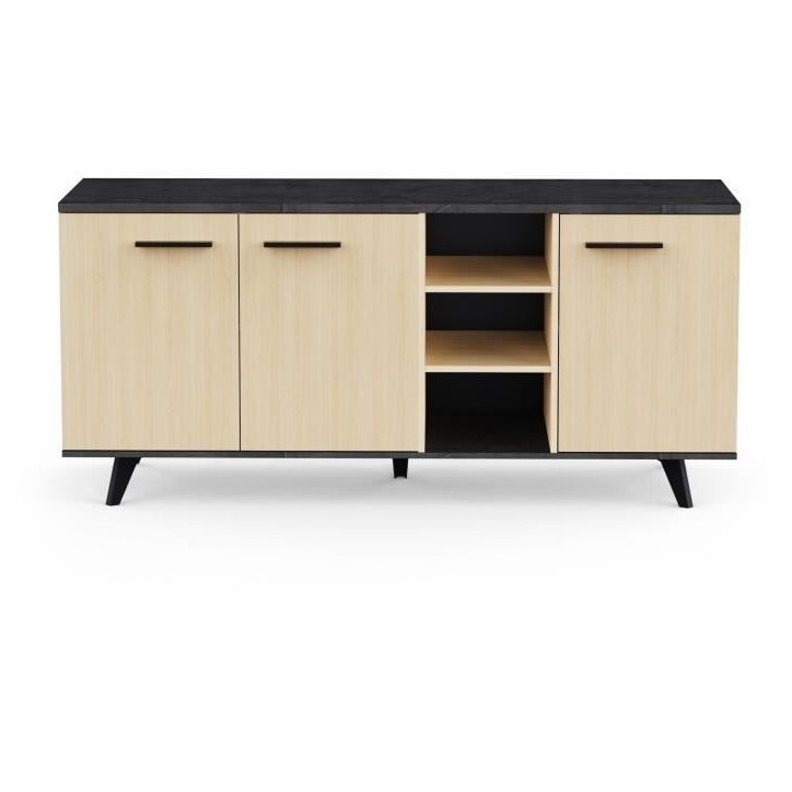 Enfilade Buffet - KENT - Chene de fil / Sidewalk - 3 portes ouvrantes - 3 niches - L 160,7x l 43,9x H73,3 cm - DEMEYERE Enfilade Buffet - KENT - Chene de fil / Sidewalk - 3 portes ouvrantes - 3 niches - L 160,7x l 43,9x H73,3 cm - DEMEYERE