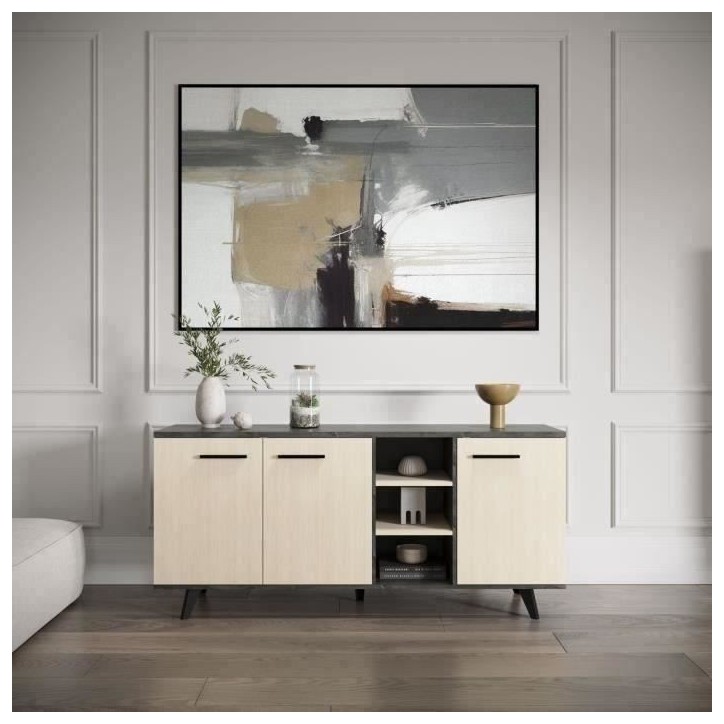 Enfilade Buffet - KENT - Chene de fil / Sidewalk - 3 portes ouvrantes - 3 niches - L 160,7x l 43,9x H73,3 cm - DEMEYERE Enfilade Buffet - KENT - Chene de fil / Sidewalk - 3 portes ouvrantes - 3 niches - L 160,7x l 43,9x H73,3 cm - DEMEYERE