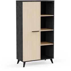 Buffet haut H 153,9 cm - KENT - Chene de fil / Sidewalk - 1 porte - 4