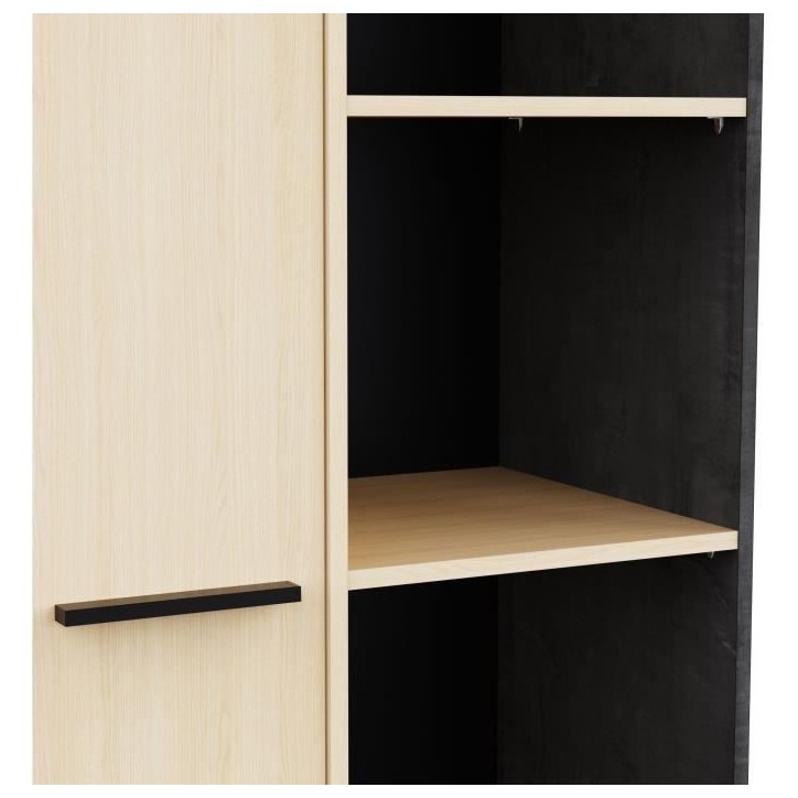 Buffet haut H 153,9 cm - KENT - Chene de fil / Sidewalk - 1 porte - 4 niches - DEMEYERE Buffet haut H 153,9 cm - KENT - Chene de fil / Sidewalk - 1 porte - 4 niches - DEMEYERE