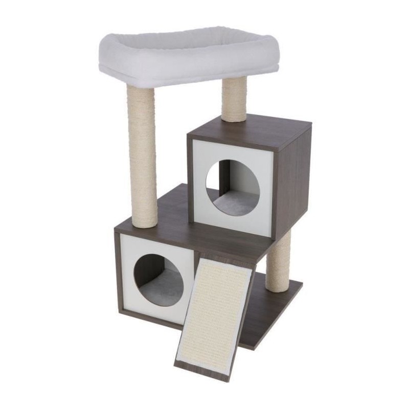 KERBL - Arbre a chat FLAIR - 48x44x86cm - Blanc/gris - Sisal