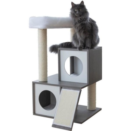 KERBL - Arbre a chat FLAIR - 48x44x86cm - Blanc/gris - Sisal