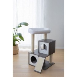 KERBL - Arbre a chat FLAIR - 48x44x86cm - Blanc/gris - Sisal