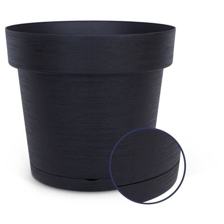 Pot a réserve d'eau - GARDEN ID Glamour - Anthracite 40 cm - Surface granuleuse - Intérieur/extérieur - Design épuré.