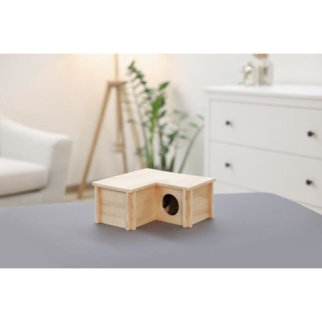 Abri pour petits rongeurs - Kerbl - Modele 3 chambres - Beige - Toit a