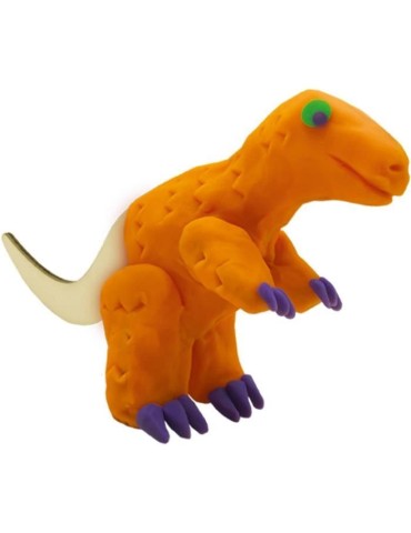 Pâte a modeler - Squelettes de dinosaures en bois - Orange et violet - Pour enfant a partir de 3 ans