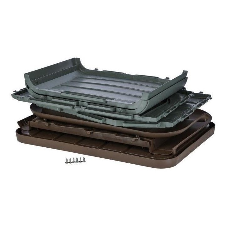 KERBL Niche extérieure en plastique pour chats ou chien Taille M - 75 x 59 x 55 cm- Gris et marron -