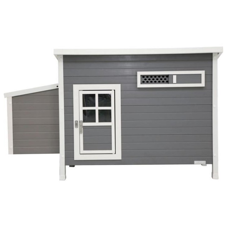 Kerbl Poulailler Barney Plastique 2-4 poules - 137x73x83 cm - Gris et blanc - 60% PVC 40% bois