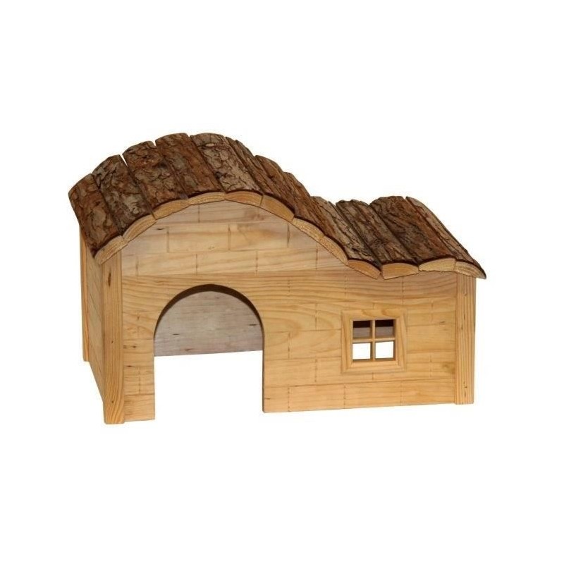 Maison pour Rongeurs avec Toit Galbé Nature 40x25x25 cm - KERBL