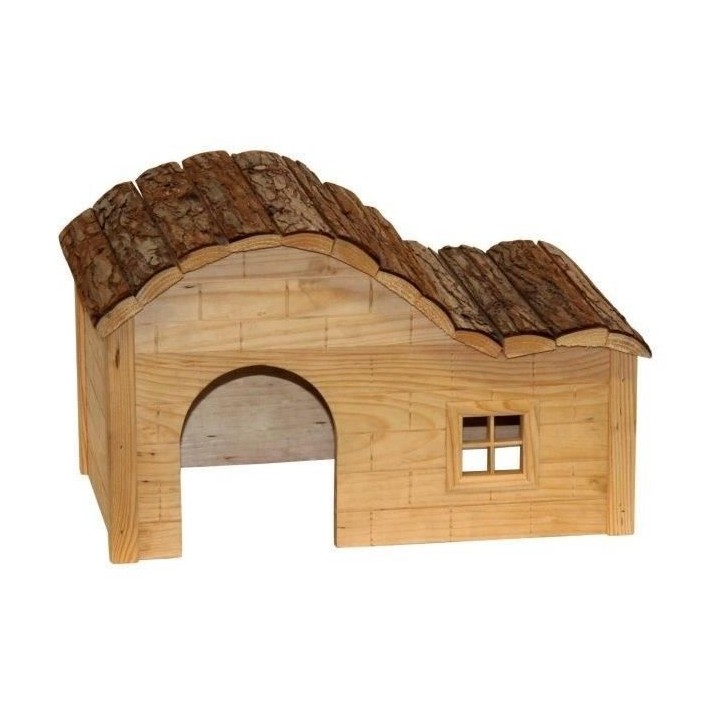 Maison pour Rongeurs avec Toit Galbé Nature 40x25x25 cm - KERBL