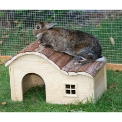 Maison pour Rongeurs avec Toit Galbé Nature 40x25x25 cm - KERBL