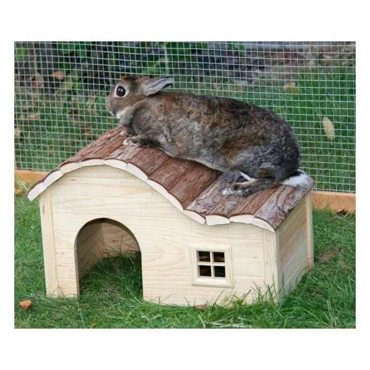 Maison pour Rongeurs avec Toit Galbé Nature 40x25x25 cm - KERBL