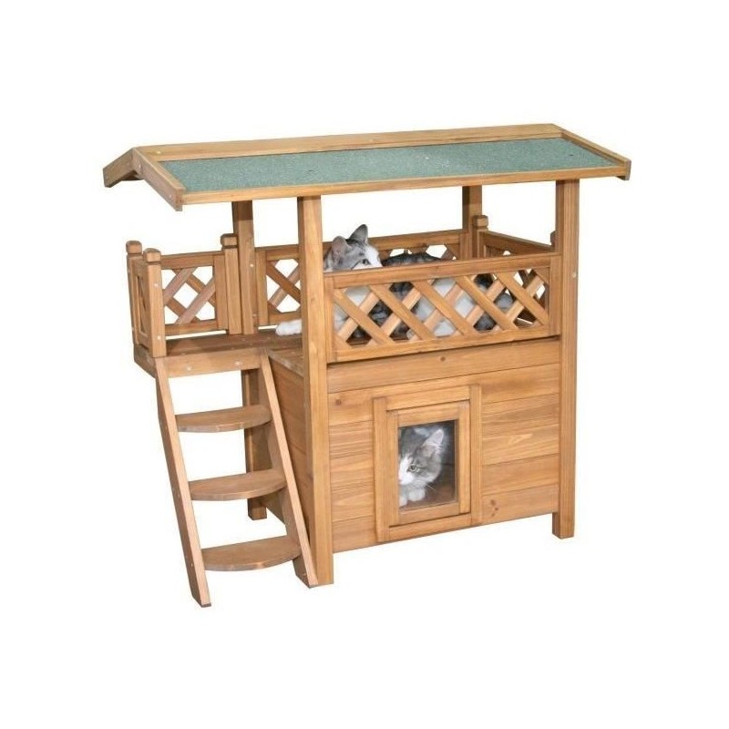 Maisonnette pour chat - KERBL - Lodge - Bois - Marron / Vert - 77 x 50 Maisonnette pour chat - KERBL - Lodge - Bois - Marron / Vert - 77 x 50