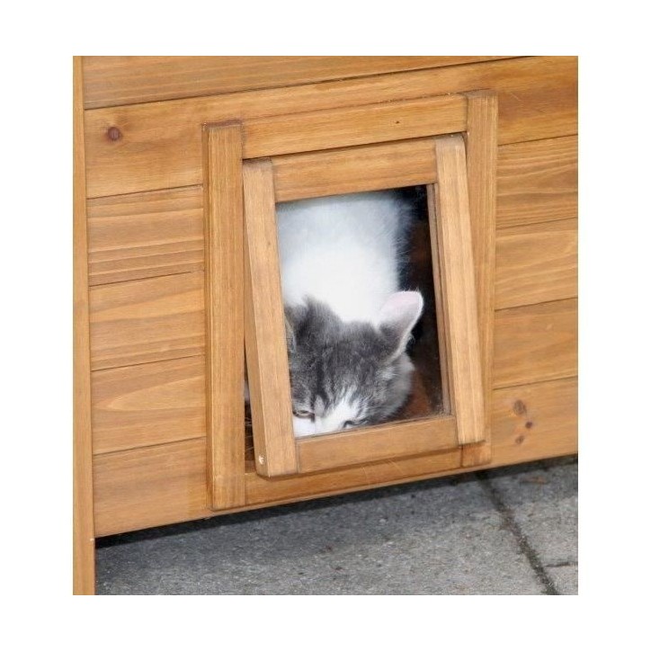 Maisonnette pour chat - KERBL - Lodge - Bois - Marron / Vert - 77 x 50 x 73 cm