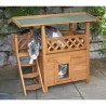 Maisonnette pour chat - KERBL - Lodge - Bois - Marron / Vert - 77 x 50