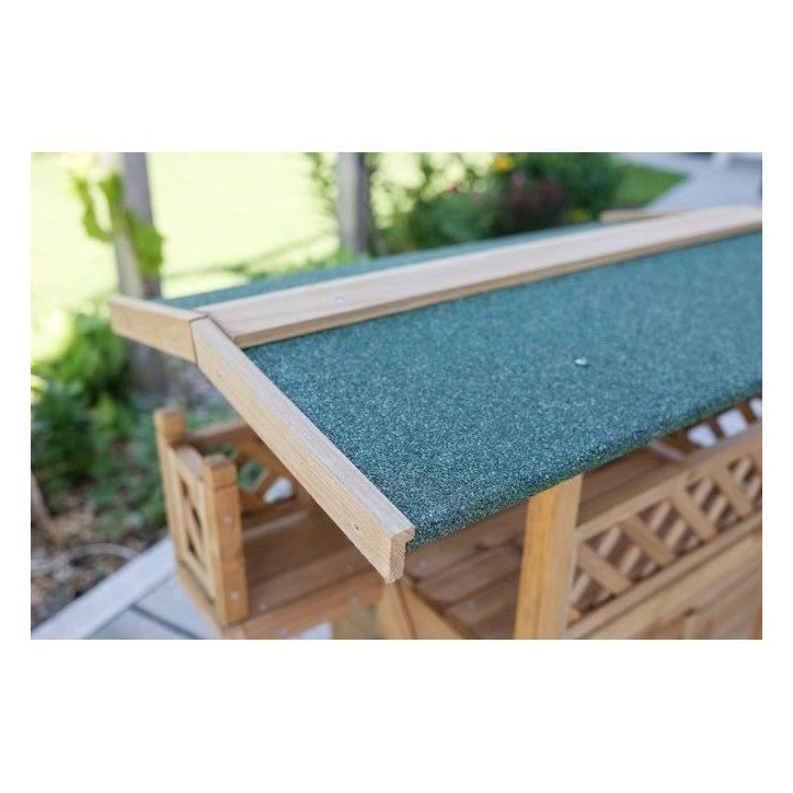 Maisonnette pour chat - KERBL - Lodge - Bois - Marron / Vert - 77 x 50 x 73 cm