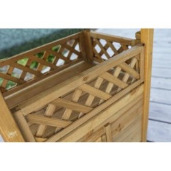 Maisonnette pour chat - KERBL - Lodge - Bois - Marron / Vert - 77 x 50