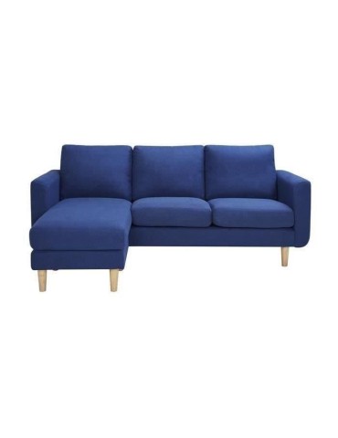 Canapé d‘angle réversible 3 places - Tissu bleu - Scandinave - L 197 x P 137 x 83 cm - NOLAN
