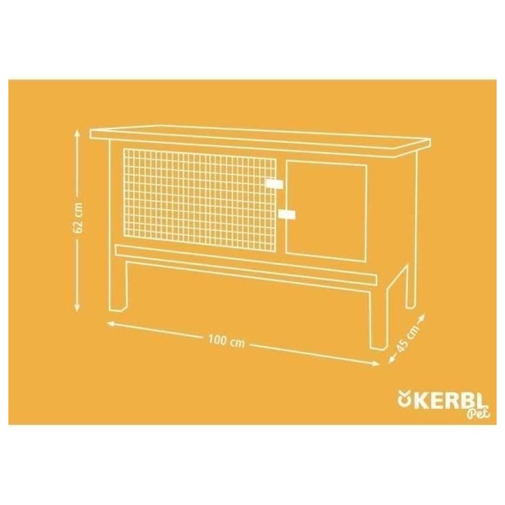 Clapier d'extérieur - KERBL - FRED - 100x45x62 cm - Bois - Abri sécurisé pour rongeurs