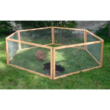 KERBL - Enclos extérieur pour rongeurs - Vario Bois - Grillage fin - Dimensions 120x120x59cm