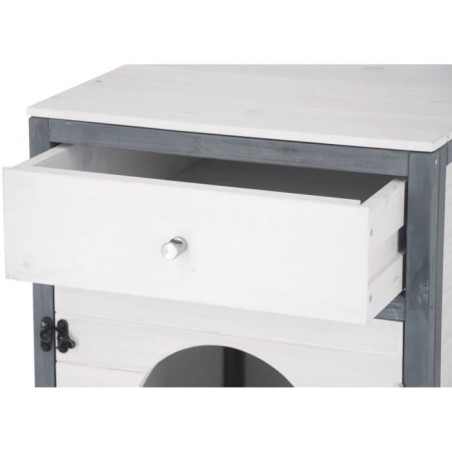 KERBL - Maison de toilette pour chat - 58 x 45 x 60 cm- IDA - Blanc/bleu -