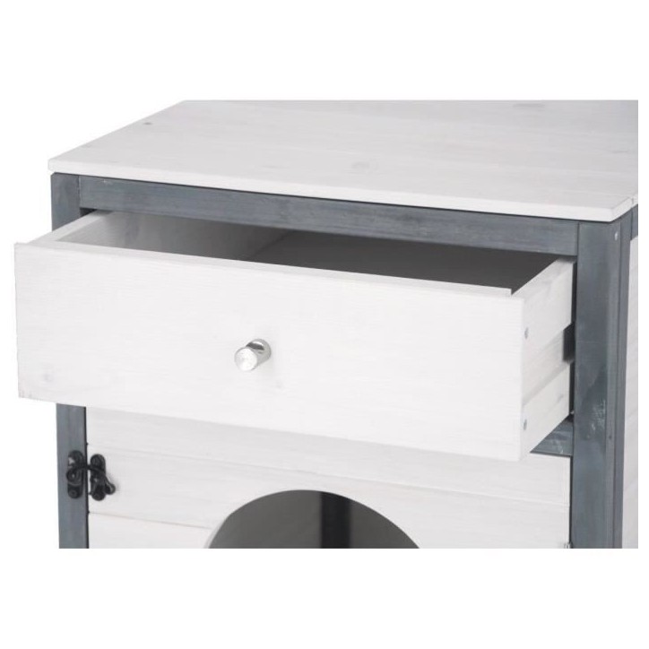 KERBL - Maison de toilette pour chat - 58 x 45 x 60 cm- IDA - Blanc/bleu -