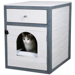 KERBL - Maison de toilette pour chat - 58 x 45 x 60 cm- IDA - Blanc/bl
