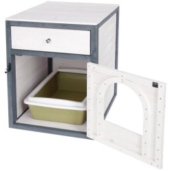 KERBL - Maison de toilette pour chat - 58 x 45 x 60 cm- IDA - Blanc/bl