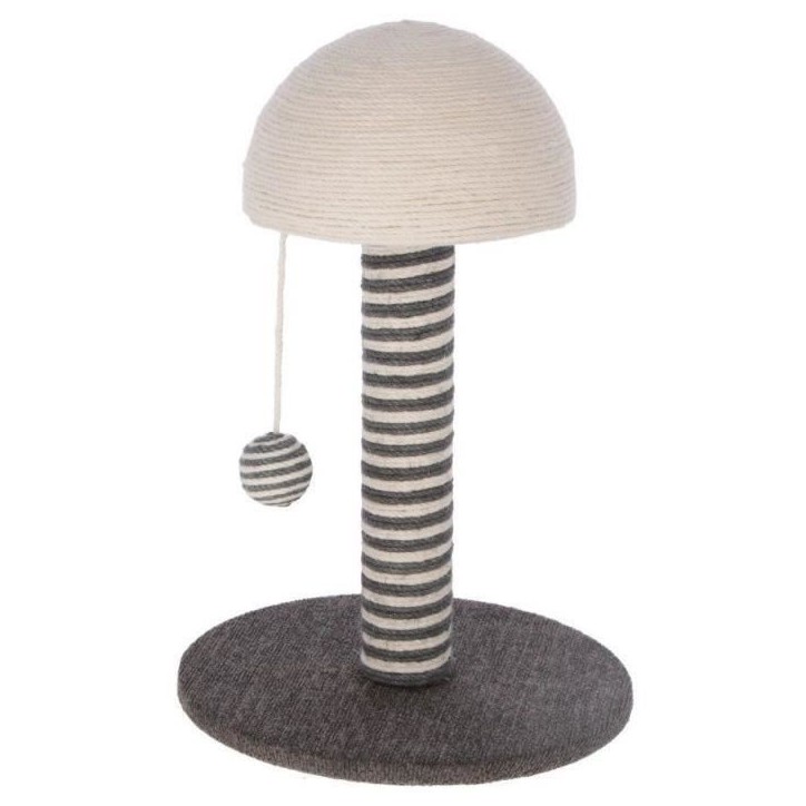 KERBL - Poteau griffoir pour chat - Tronc 42 cm - FUNGHI - Gris/blanc - Sisal - Base : ø 30 cm