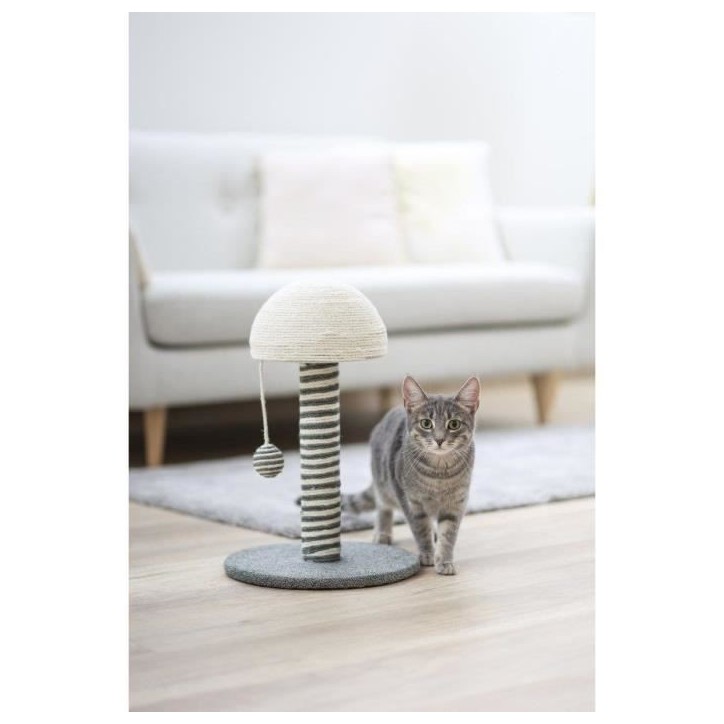 KERBL - Poteau griffoir pour chat - Tronc 42 cm - FUNGHI - Gris/blanc - Sisal - Base : ø 30 cm