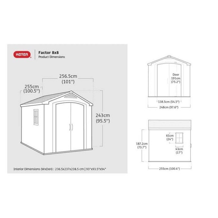 Abri de jardin en résine 6,6 m² KETER Sydney 88 Beige et Marron