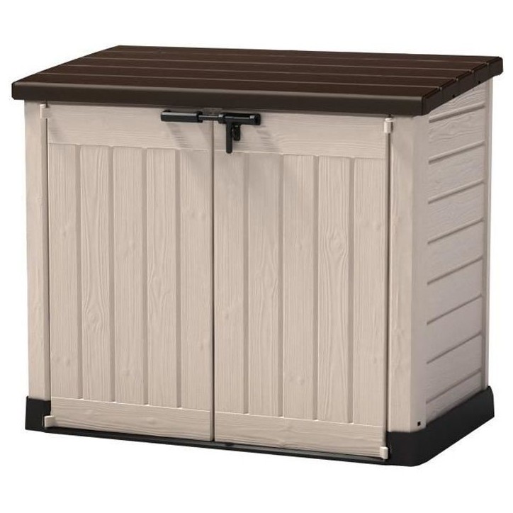Coffre de rangement extérieur KETER en résine 1200 litres Beige et marron - Range Poubelles ou vélo Coffre de rangement extérieur KETER en résine 1200 litres Beige et marron - Range Poubelles ou vélo