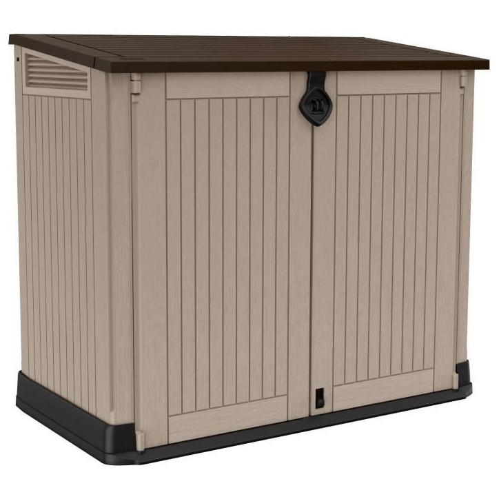 Coffre de rangement extérieur KETER en résine 880 litres Beige et marron- Malle de jardin sans vérins Coffre de rangement extérieur KETER en résine 880 litres Beige et marron- Malle de jardin sans vérins