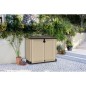 Coffre de rangement extérieur KETER en résine 880 litres Beige et marron- Malle de jardin sans vérins Coffre de rangement extérieur KETER en résine 880 litres Beige et marron- Malle de jardin sans vérins