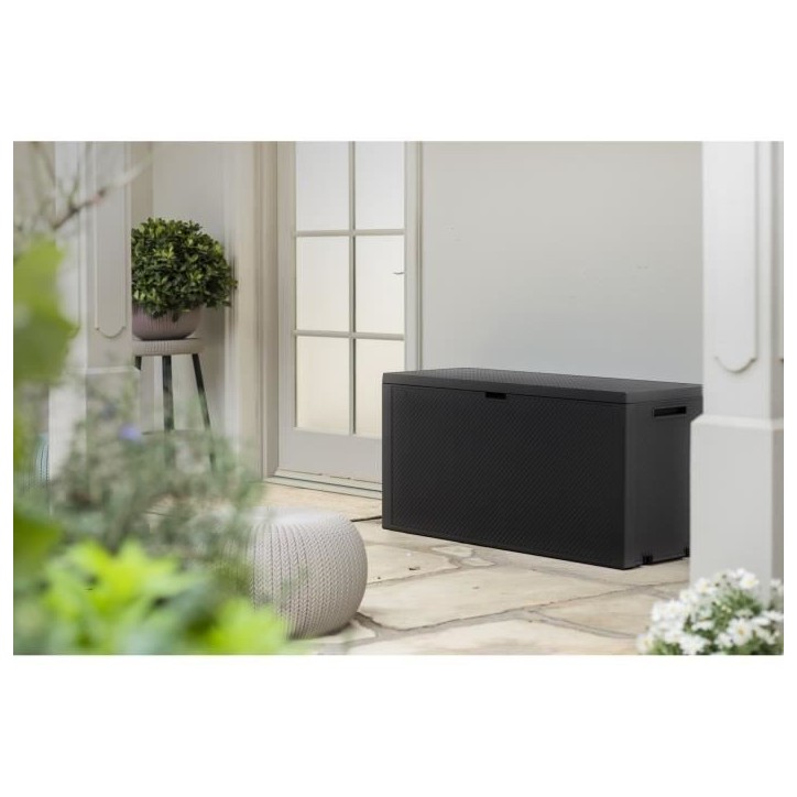 Coffre de rangement KETER extérieur en résine 270 litres Gris - Malle de jardin Emily