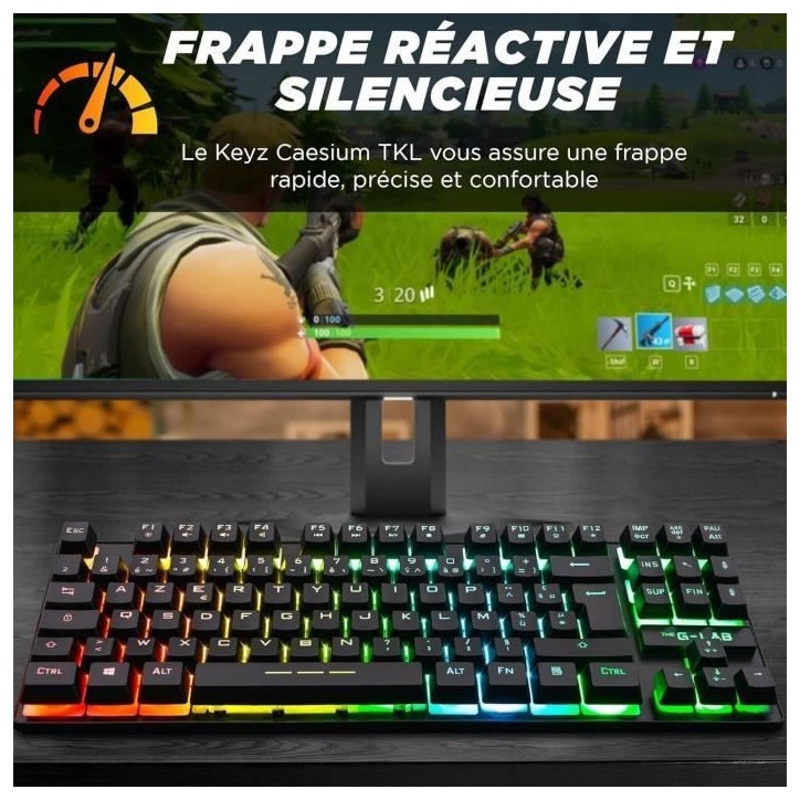 Clavier Gamer - The G-Lab - KEYZ CAESIUM TKL - RGB - Filaire - Azerty - Noir