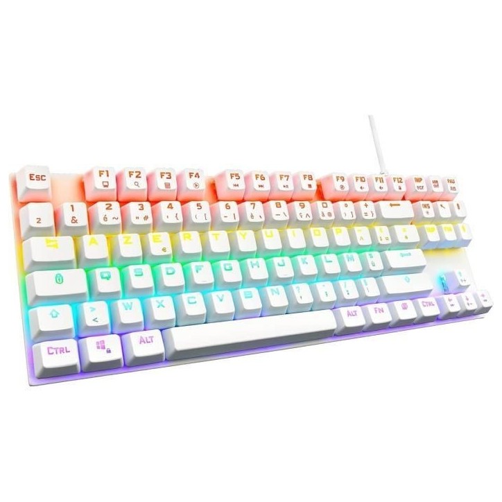Clavier Gamer - The G-Lab - KEYZ MERCURY TKL - Mécanique (Switch Rouge) - Rainbow - Blanc