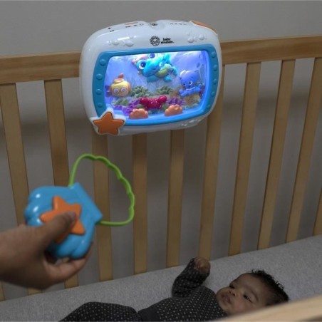 BABY EINSTEIN Veilleuse bébé - Reves marins - Réglage 25 min lumiere, son, Cadeau Noel bébé, attache lit, télécommande
