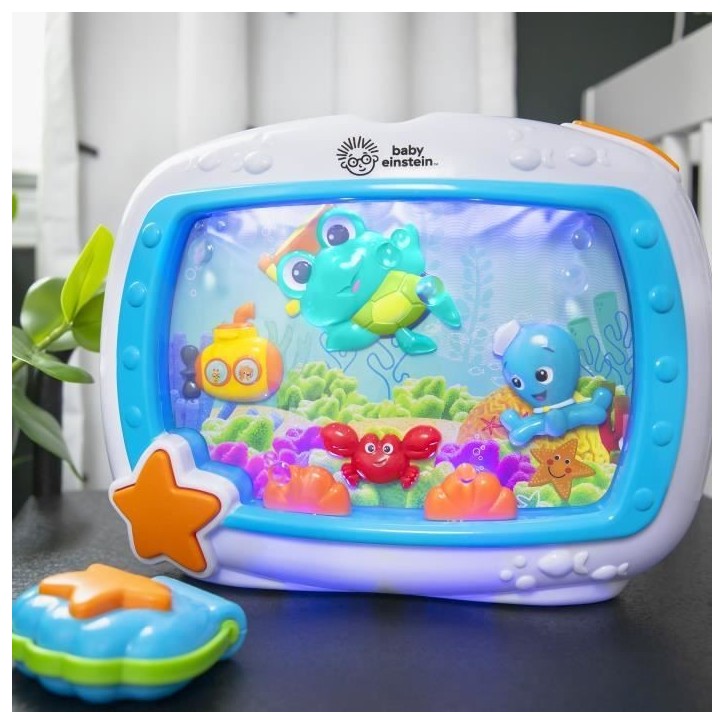 BABY EINSTEIN Veilleuse bébé - Reves marins - Réglage 25 min lumiere, son, Cadeau Noel bébé, attache lit, télécommande BABY EINSTEIN Veilleuse bébé - Reves marins - Réglage 25 min lumiere, son, Cadeau Noel bébé, attache lit, télécommande