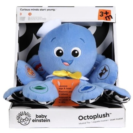 BABY EINSTEIN Peluche, doudou, Poulpe marin Toudou Octoplush™ - Bleu, Cadeau Noel bébé, interactif, 3M+