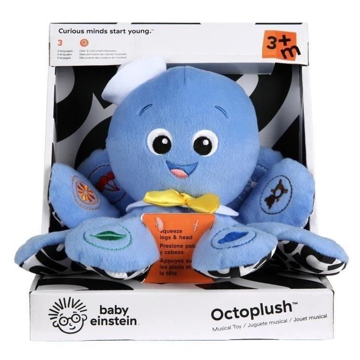BABY EINSTEIN Peluche, doudou, Poulpe marin Toudou Octoplush™ - Bleu, Cadeau Noel bébé, interactif, 3M+ BABY EINSTEIN Peluche, doudou, Poulpe marin Toudou Octoplush™ - Bleu, Cadeau Noel bébé, interactif, 3M+