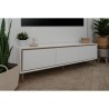 Meuble TV - ARONA - Blanc / Chene artisan - 3 abbatants - 175 x 50 x 3
