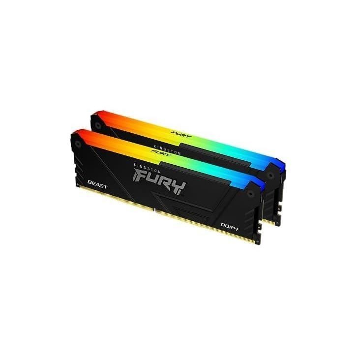 Mémoire RAM - KINGSTON - FURY Beast - RGB - 16 Go (2 x 8 Go) - DDR4 - 3600 MHz CL17 - (KF436C17BB2AK2/16)