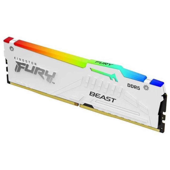 Mémoire DDR5 - KINGSTON - FURY Beast White RGB EXPO - 32 Go (2 x 16 Go) - 6000 Mhz - CL30 Mémoire DDR5 - KINGSTON - FURY Beast White RGB EXPO - 32 Go (2 x 16 Go) - 6000 Mhz - CL30