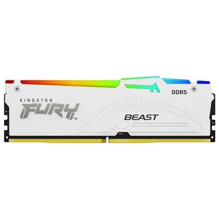Mémoire DDR5 - KINGSTON - FURY Beast White RGB EXPO - 32 Go (2 x 16 Go) - 6000 Mhz - CL30 Mémoire DDR5 - KINGSTON - FURY Beast White RGB EXPO - 32 Go (2 x 16 Go) - 6000 Mhz - CL30