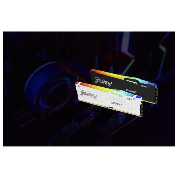 Mémoire DDR5 - KINGSTON - FURY Beast White RGB EXPO - 32 Go (2 x 16 Go) - 6000 Mhz - CL30 Mémoire DDR5 - KINGSTON - FURY Beast White RGB EXPO - 32 Go (2 x 16 Go) - 6000 Mhz - CL30