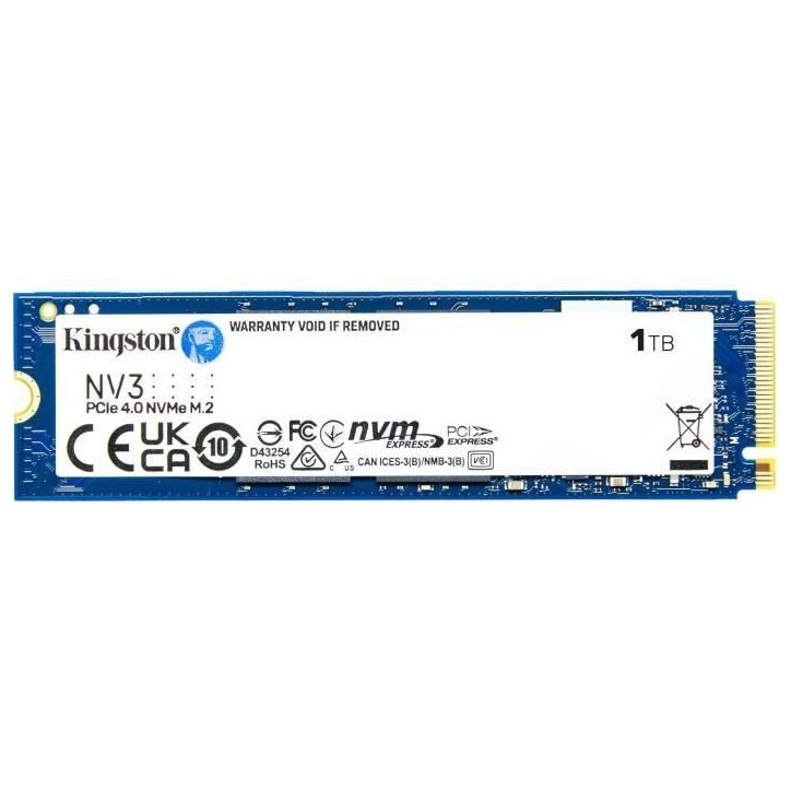 KINGSTON - NV3 - SSD Interne - 1 To - PCIe 4.0 NVMe M.2 2280 KINGSTON - NV3 - SSD Interne - 1 To - PCIe 4.0 NVMe M.2 2280